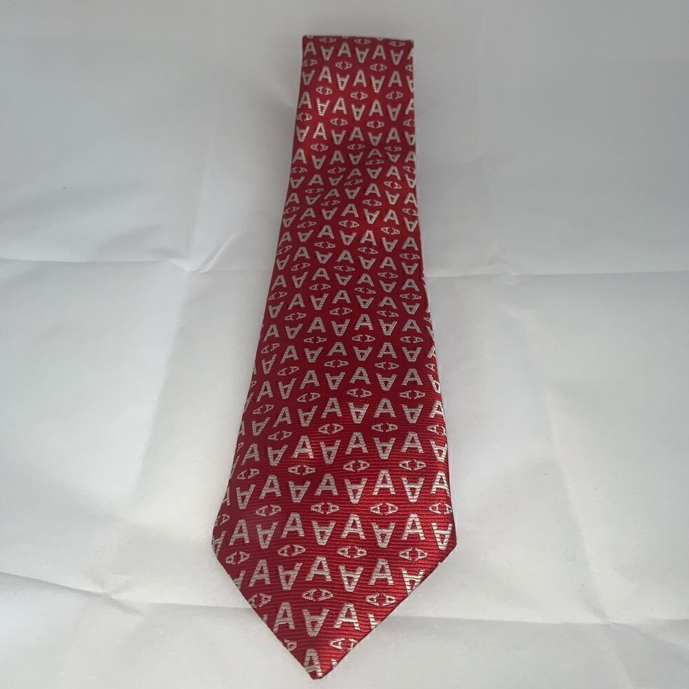 David Hicks Vintage Letter Necktie - A - Red - Euc
